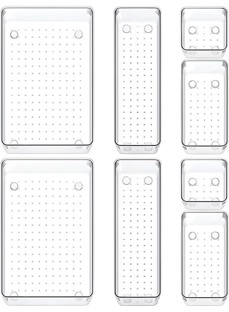 كيتشينو مجموعة منظم للأدراج من 8 قطع ، أربعة أحجام متعددة ، صناديق تخزين للمكياج، وأواني المطبخ والمكاتب - Image 1